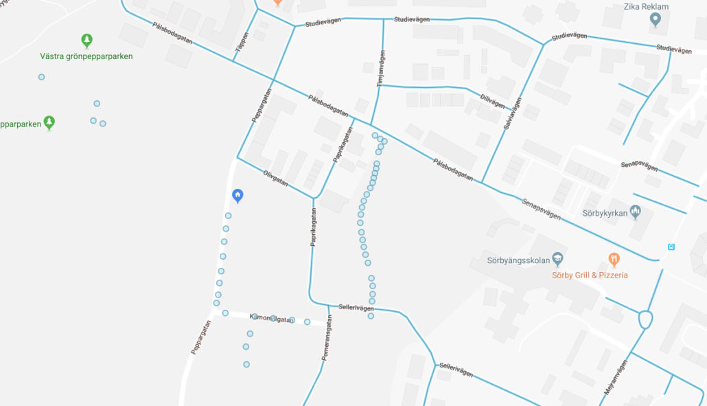 Google Street View Blue Dots Örebro